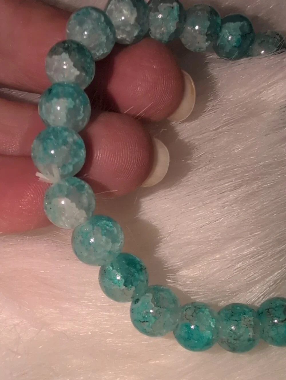 Teal Marbled Beaded Stretch Bracelet